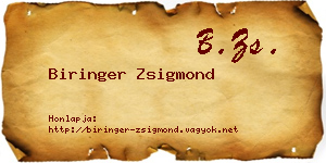 Biringer Zsigmond névjegykártya